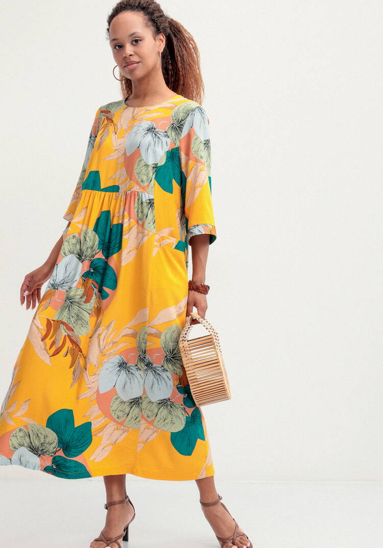 Платье из штапеля с тропическим принтом шир.  750, рис. 25