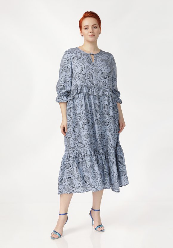 Платье принтованное с воланами шир.  580, рис. 1