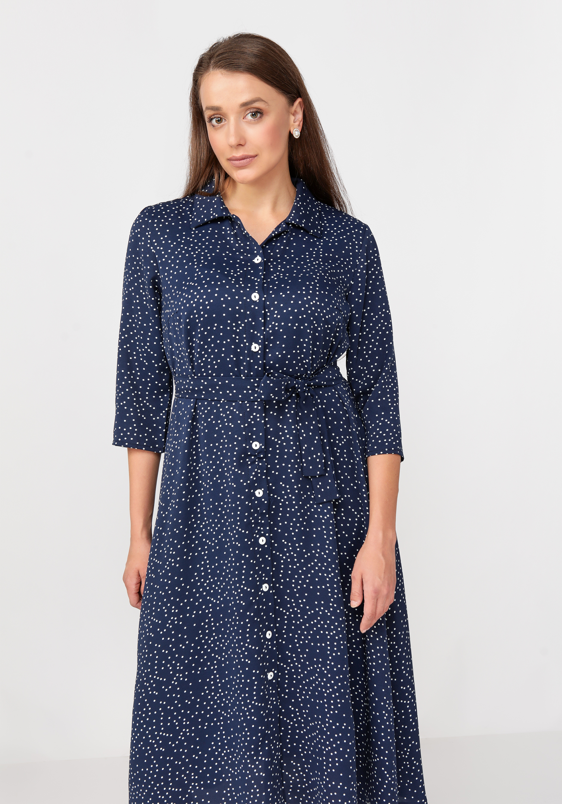 Платье-рубашка в горошек "Полькадот" Leomax, цвет синий, размер 56 - фото 5