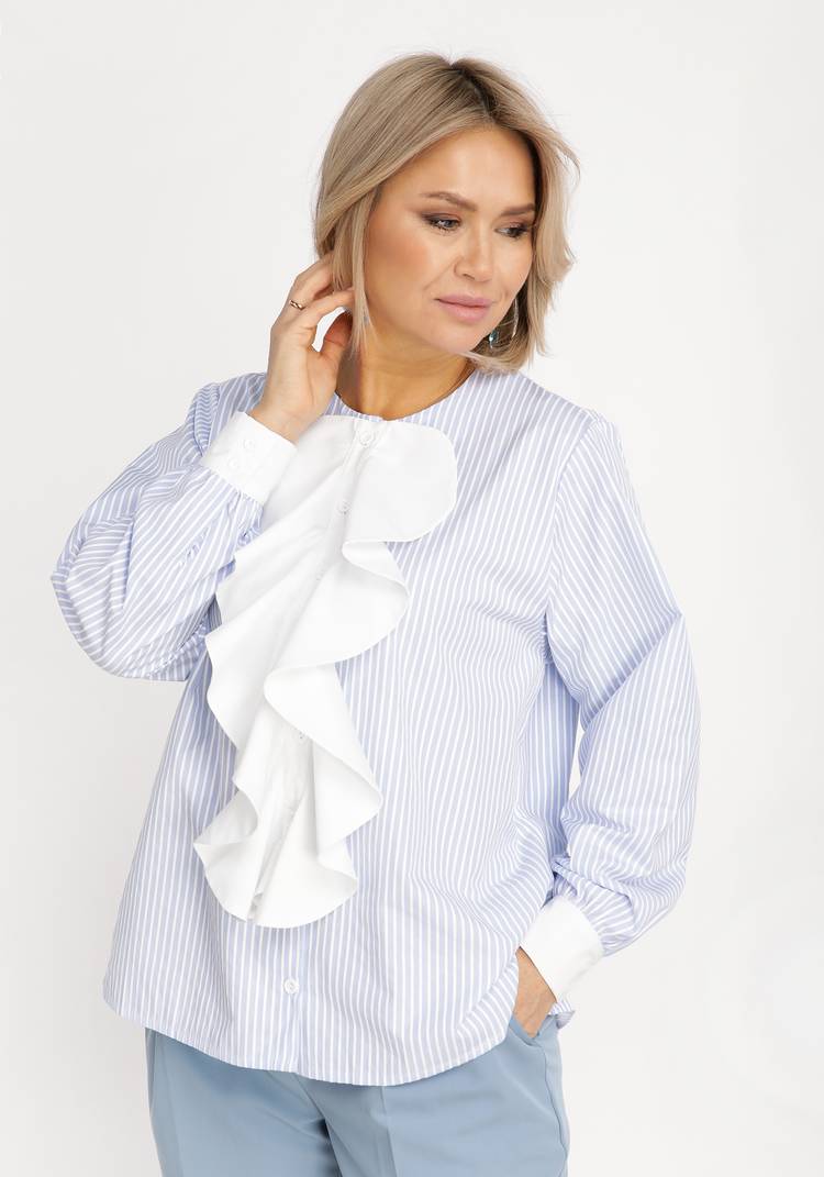 Блуза прямого кроя с жабо шир.  750, рис. 5