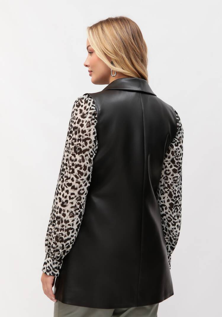 Жилет из экокожи однобортный шир.  750, рис. 3