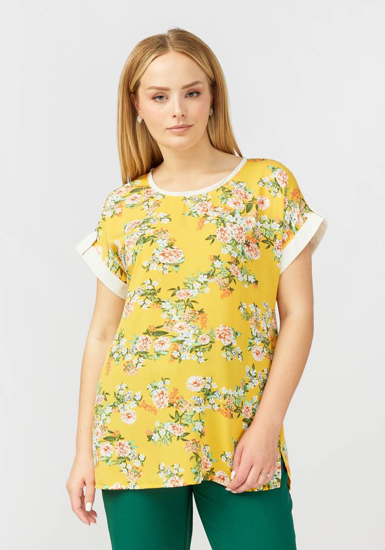 Блуза прямого силуэта с цветочным принтом шир.  750, рис. 11