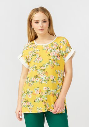 Блуза прямого силуэта с цветочным принтом