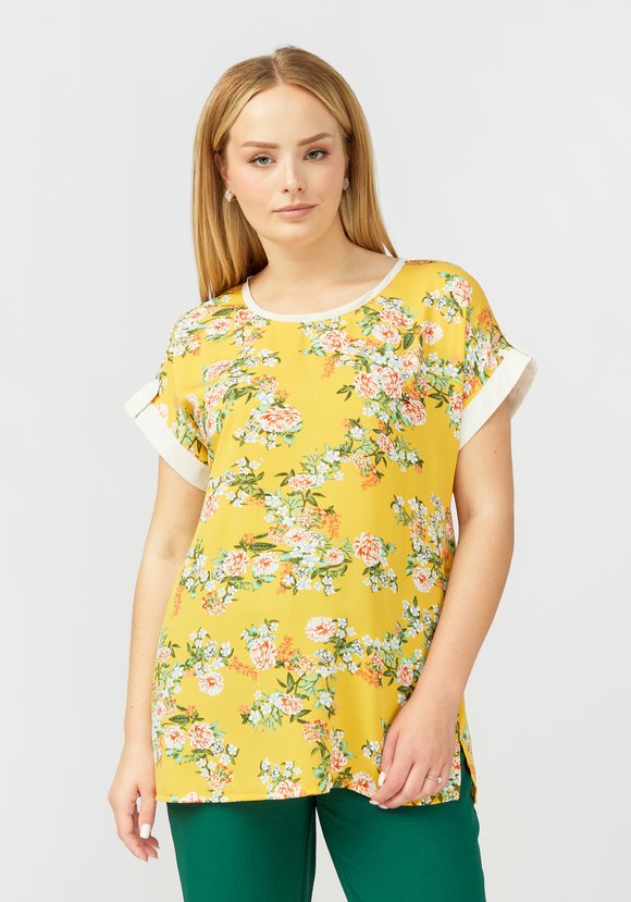 Блуза прямого силуэта с цветочным принтом шир.  580, рис. 11