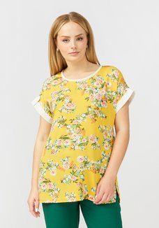 Блуза прямого силуэта с цветочным принтом