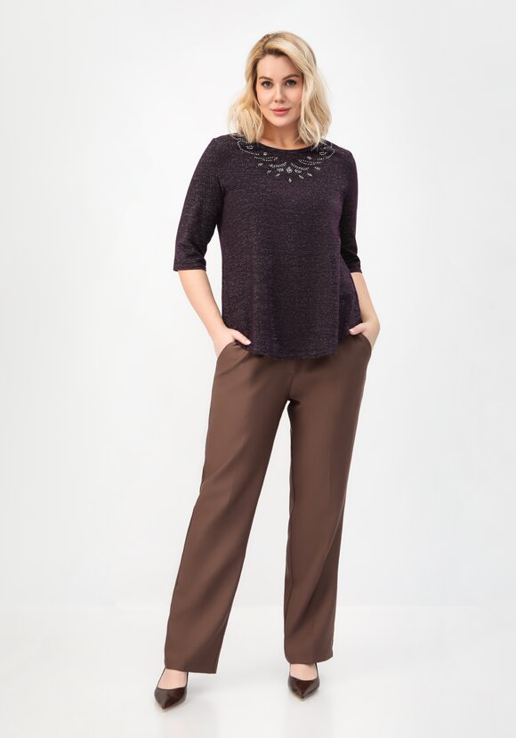 Блуза с декором из страз по горловине шир.  580, рис. 32