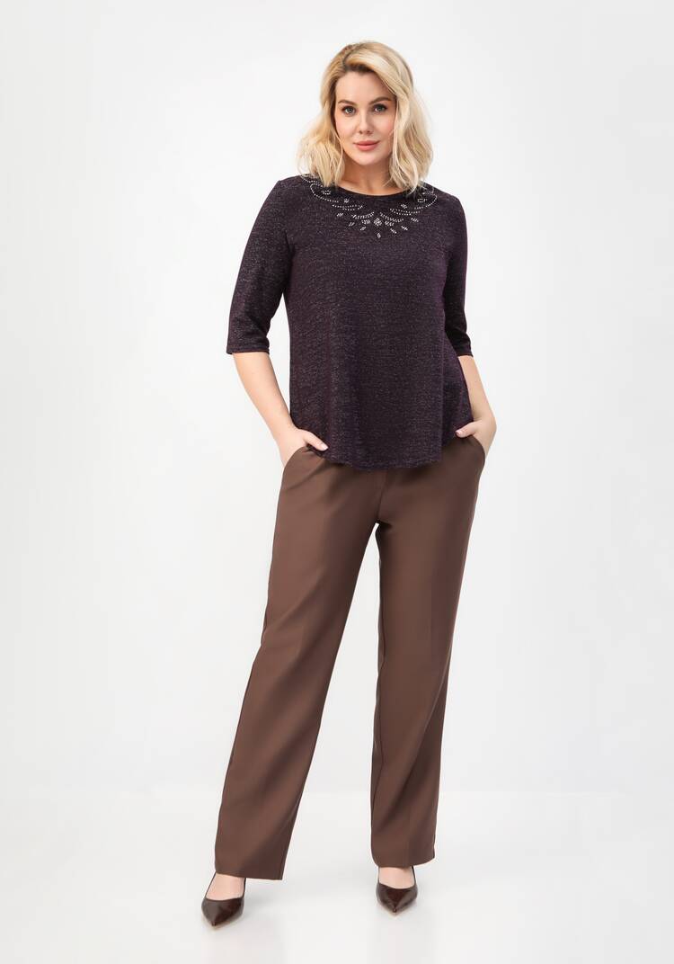 Блуза с декором из страз по горловине шир.  750, рис. 32