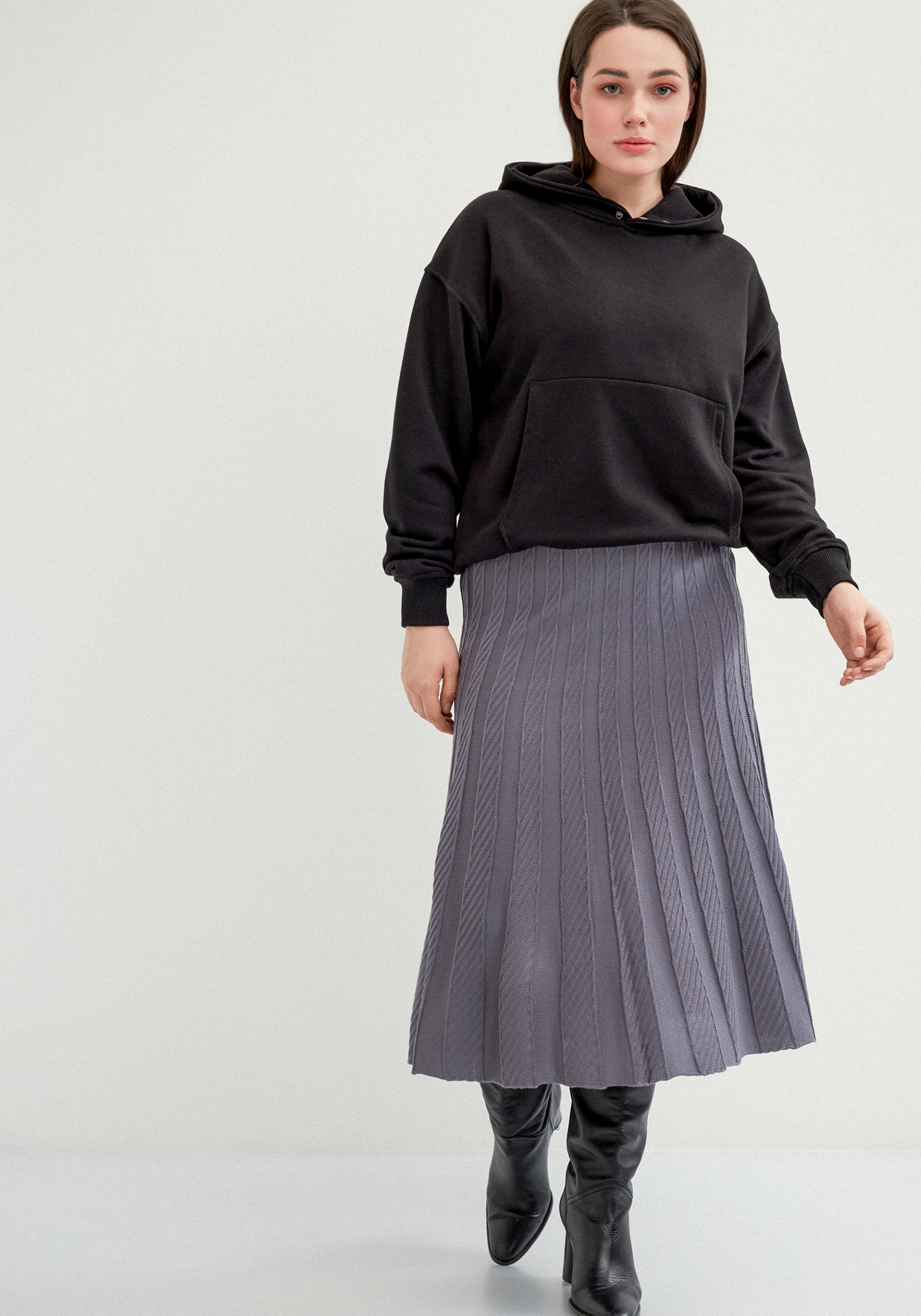 Юбка миди А-силуэта с переплетениями