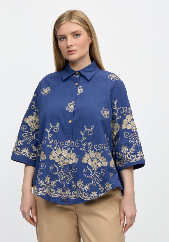 Блуза Цветочная симфония шир.  580, рис. 4