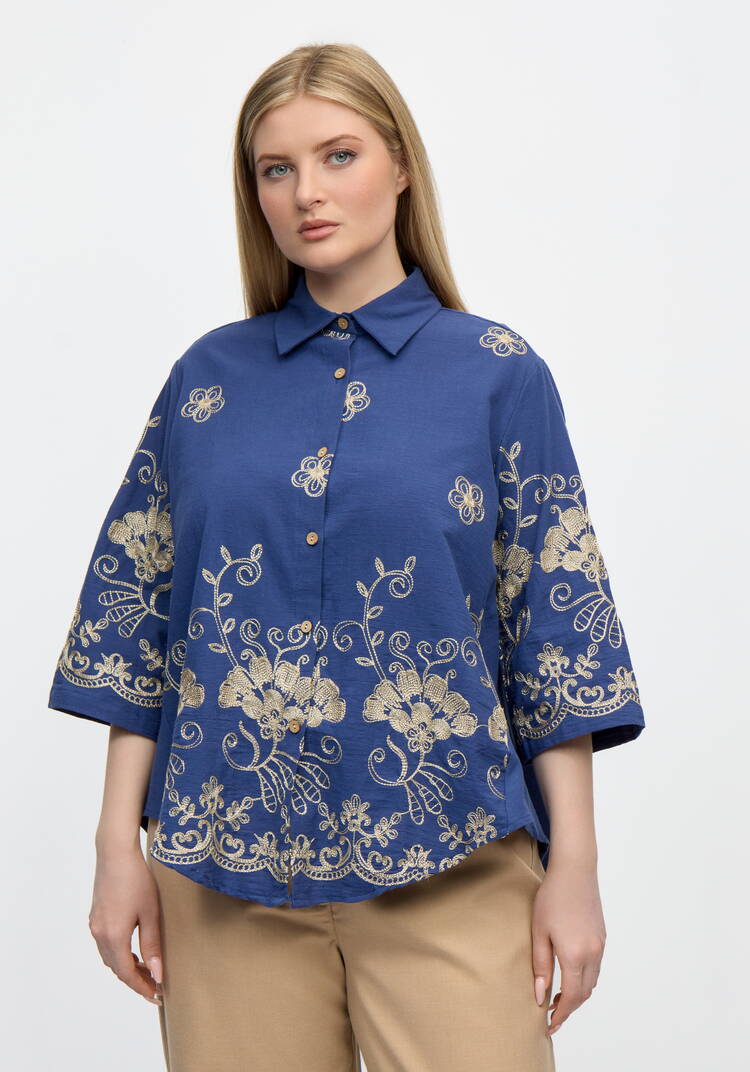 Блуза Цветочная симфония шир.  750, рис. 4