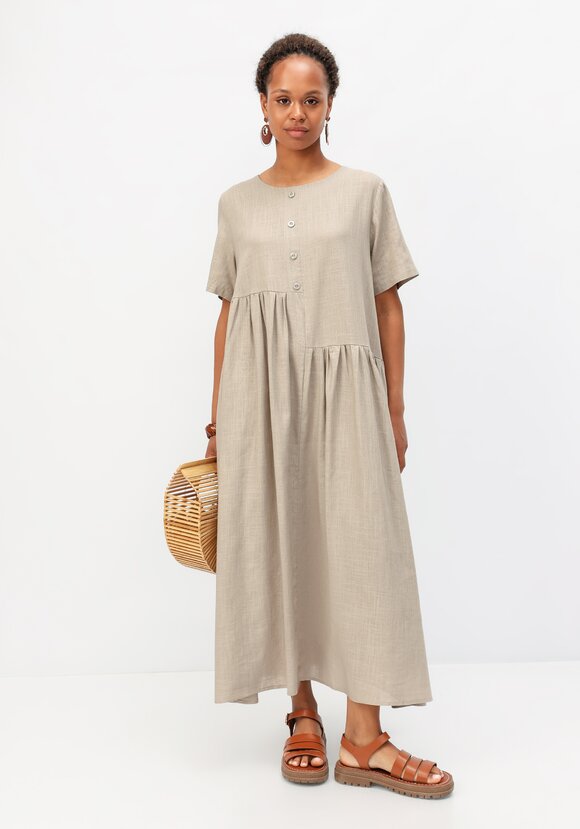 Платье с декоративной планкой и пуговицами шир.  580, рис. 8