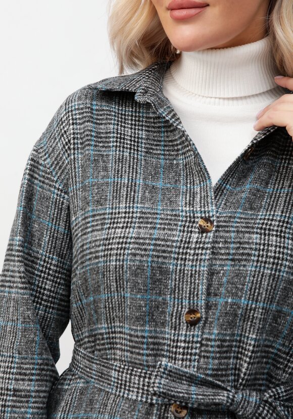 Рубашка в клетку удлиненная с поясом шир.  580, рис. 12