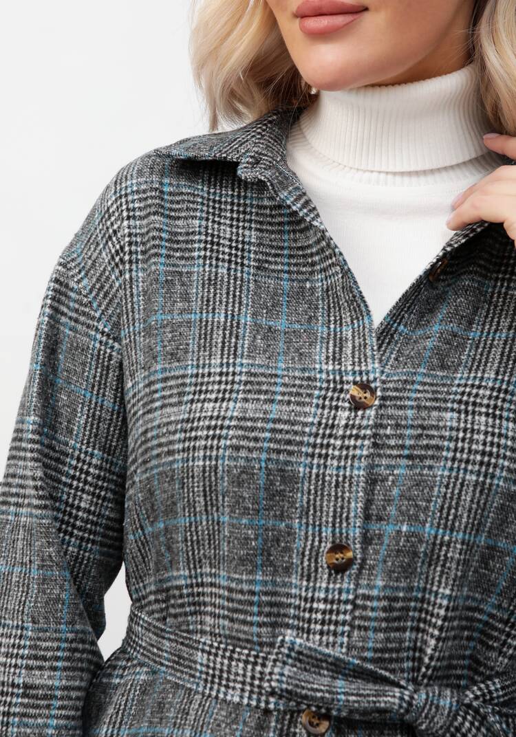 Рубашка в клетку удлиненная с поясом шир.  750, рис. 12