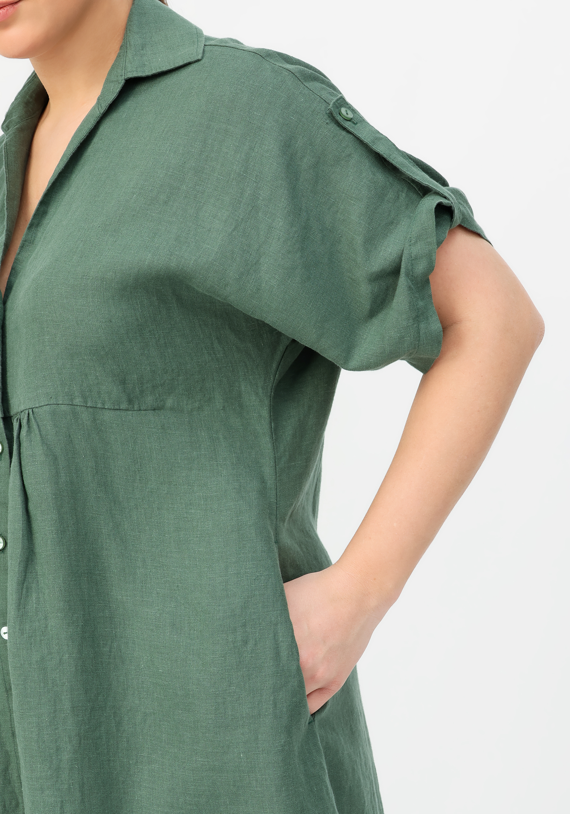 Платье-туника из льна "Оливия" BfC, размер 52, цвет зеленый - фото 6