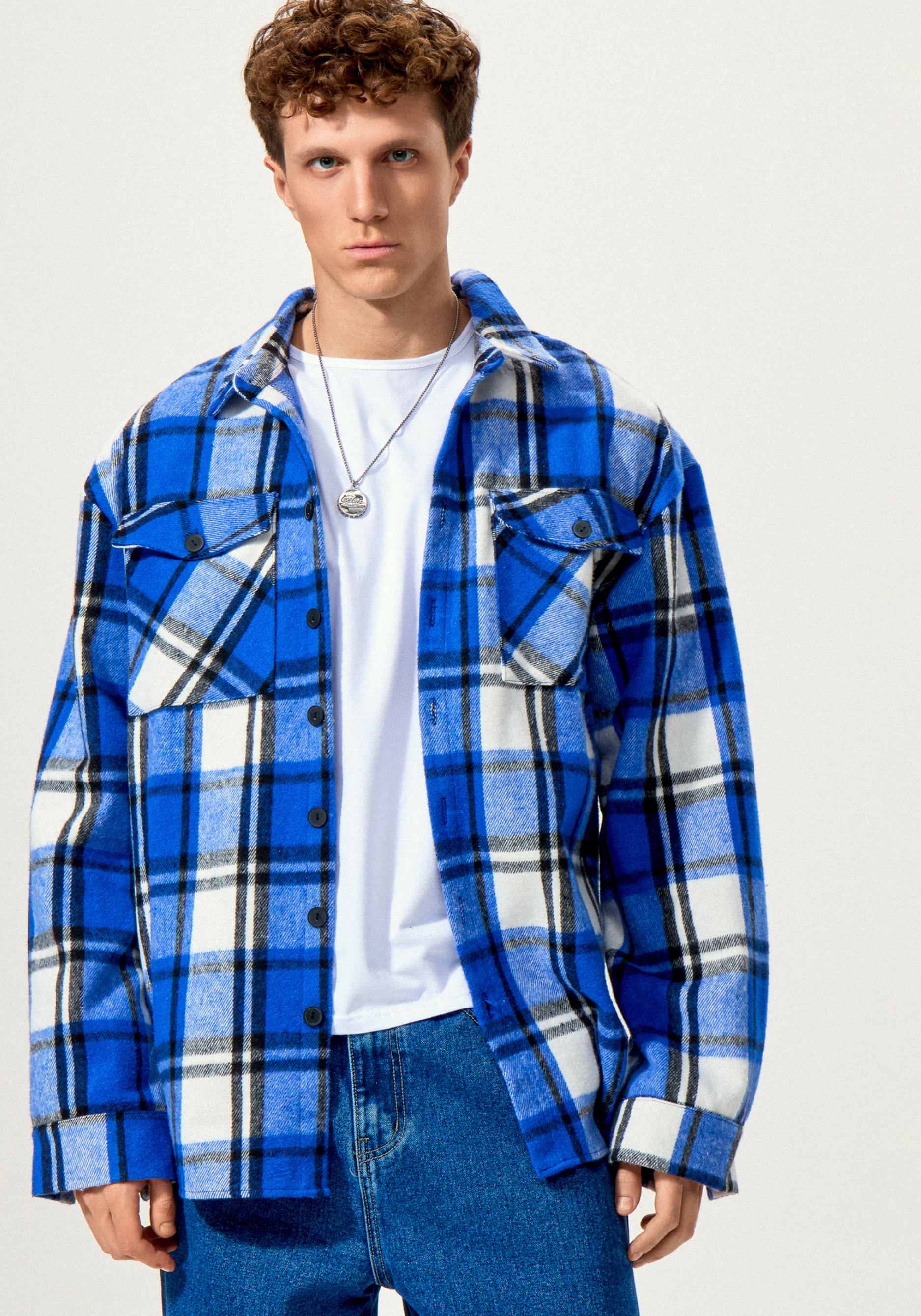 

Рубашка в крупную клетку, Синий