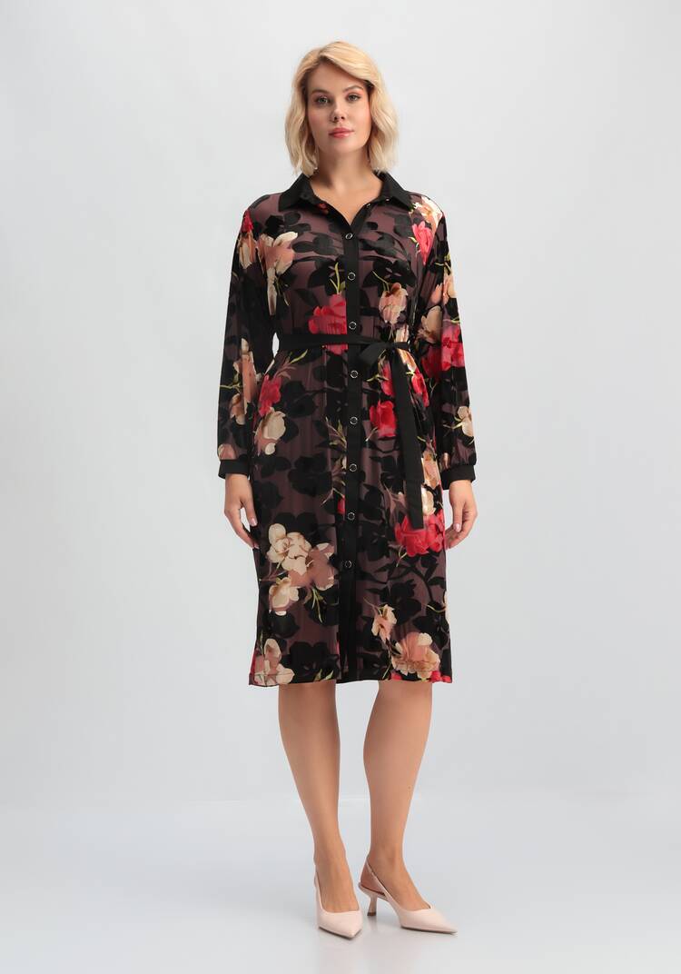 Платье-рубашка с цветочным рисунком шир.  750, рис. 4