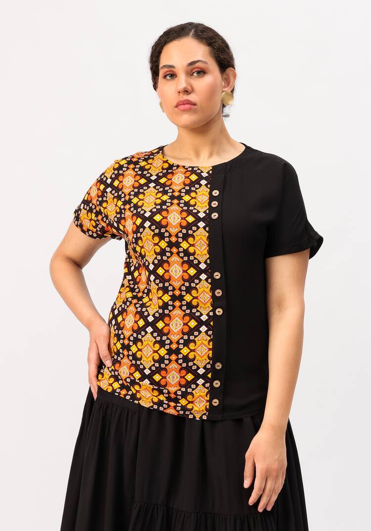 Блуза с асимметричной вставкой шир.  750, рис. 16