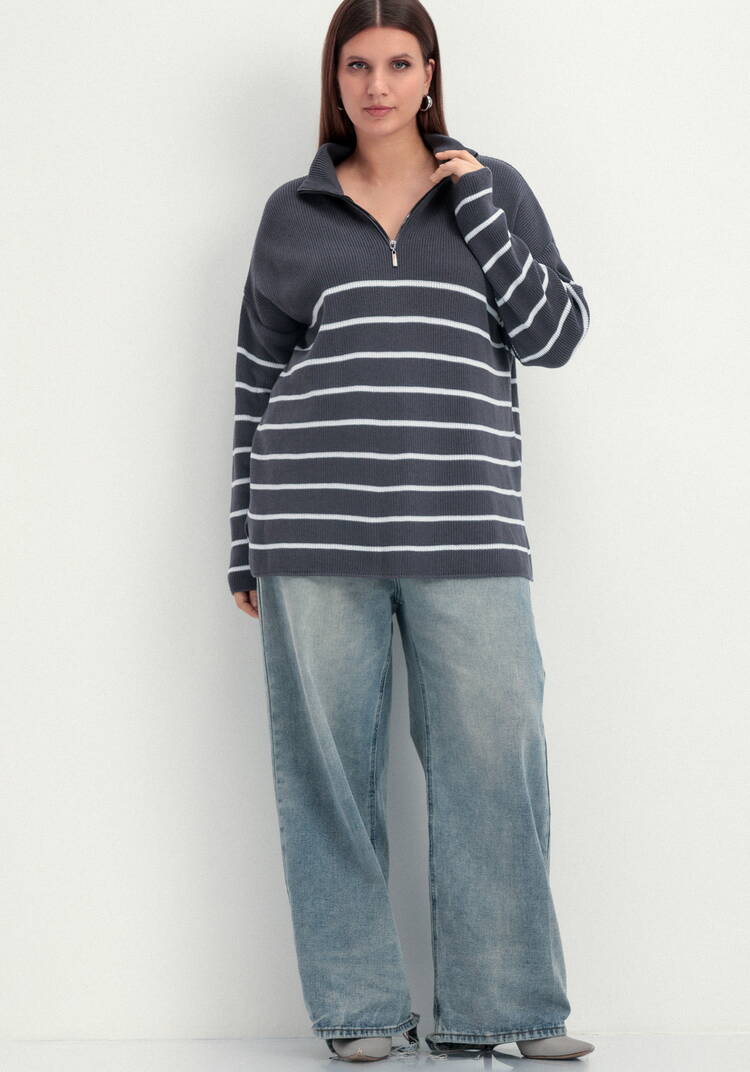 Джемпер в полоску с воротником-поло на молнии шир.  750, рис. 33