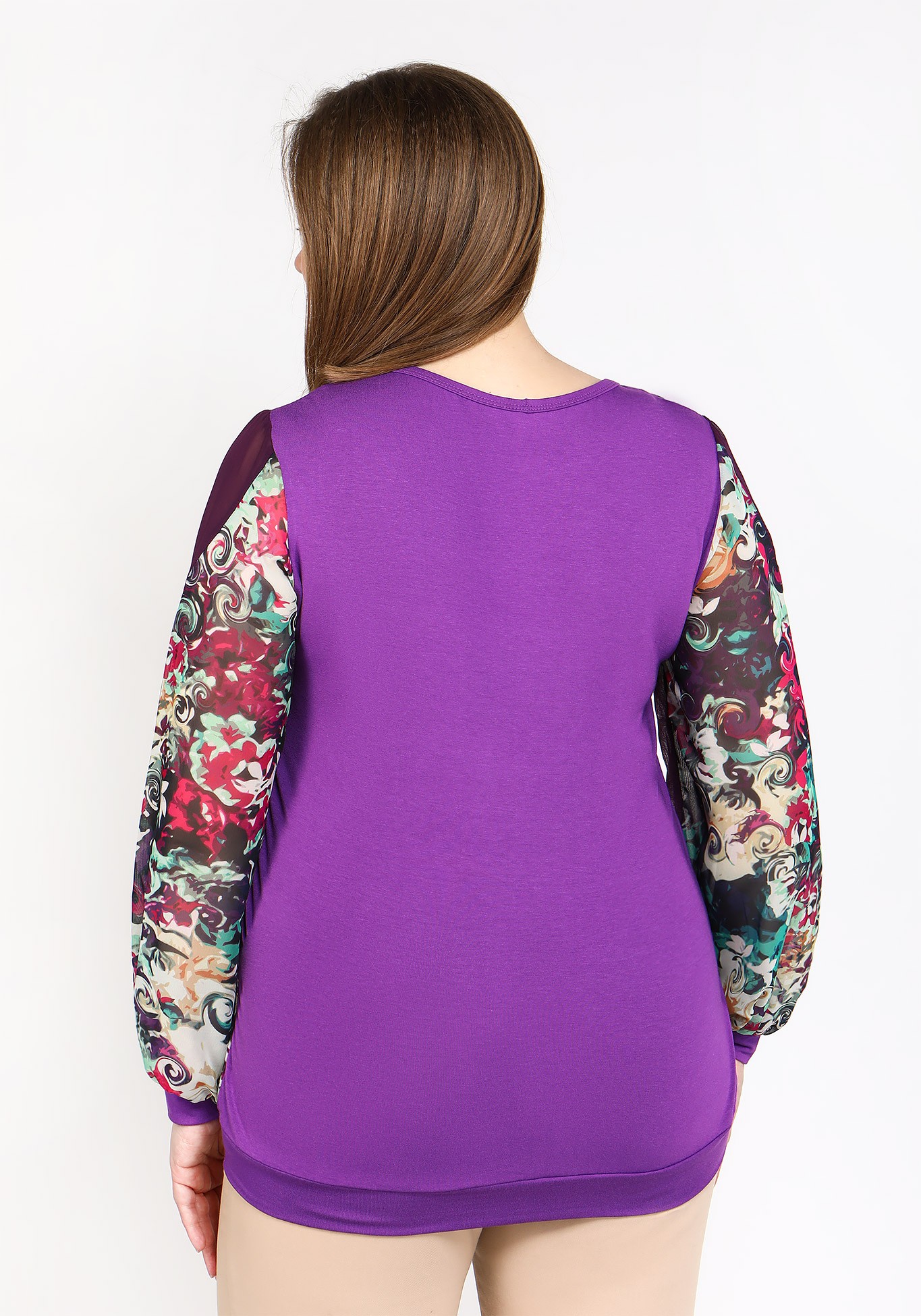 Блуза из шифона с цветами Bianka Modeno, размер 46 - фото 2