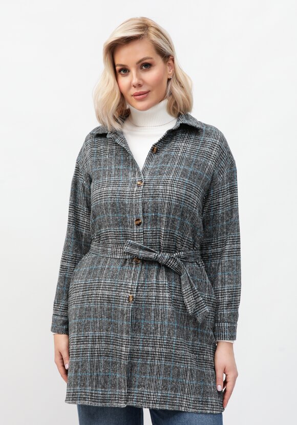 Рубашка в клетку удлиненная с поясом шир.  580, рис. 10