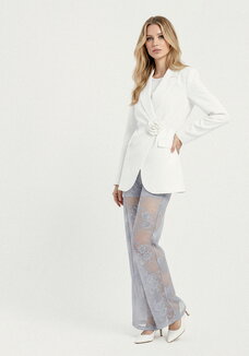 Брюки широкие из кружевной ткани