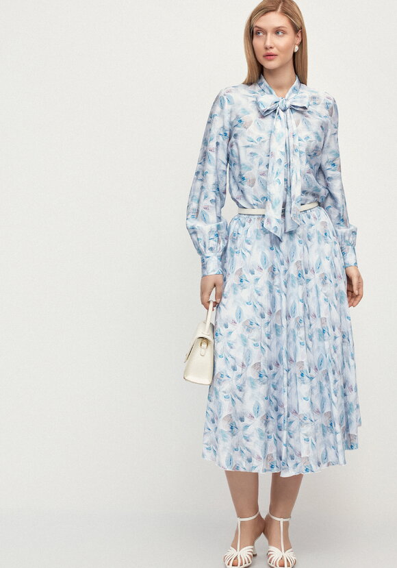 Плессированная юбка с цветочным принтом шир.  580, рис. 6