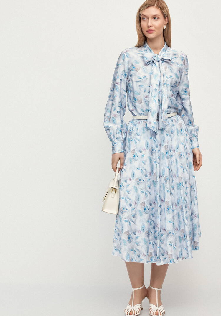 Плессированная юбка с цветочным принтом шир.  750, рис. 6