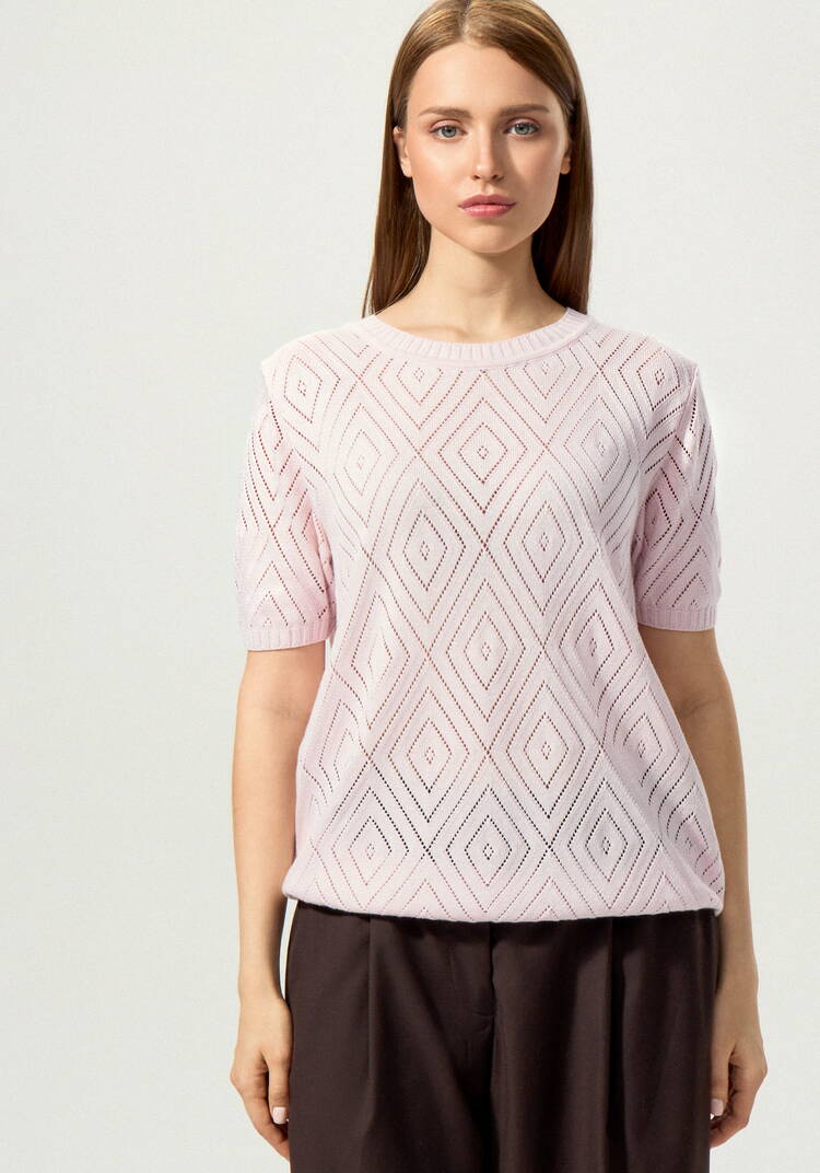 Джемпер с коротким рукавом ажурный шир.  750, рис. 22