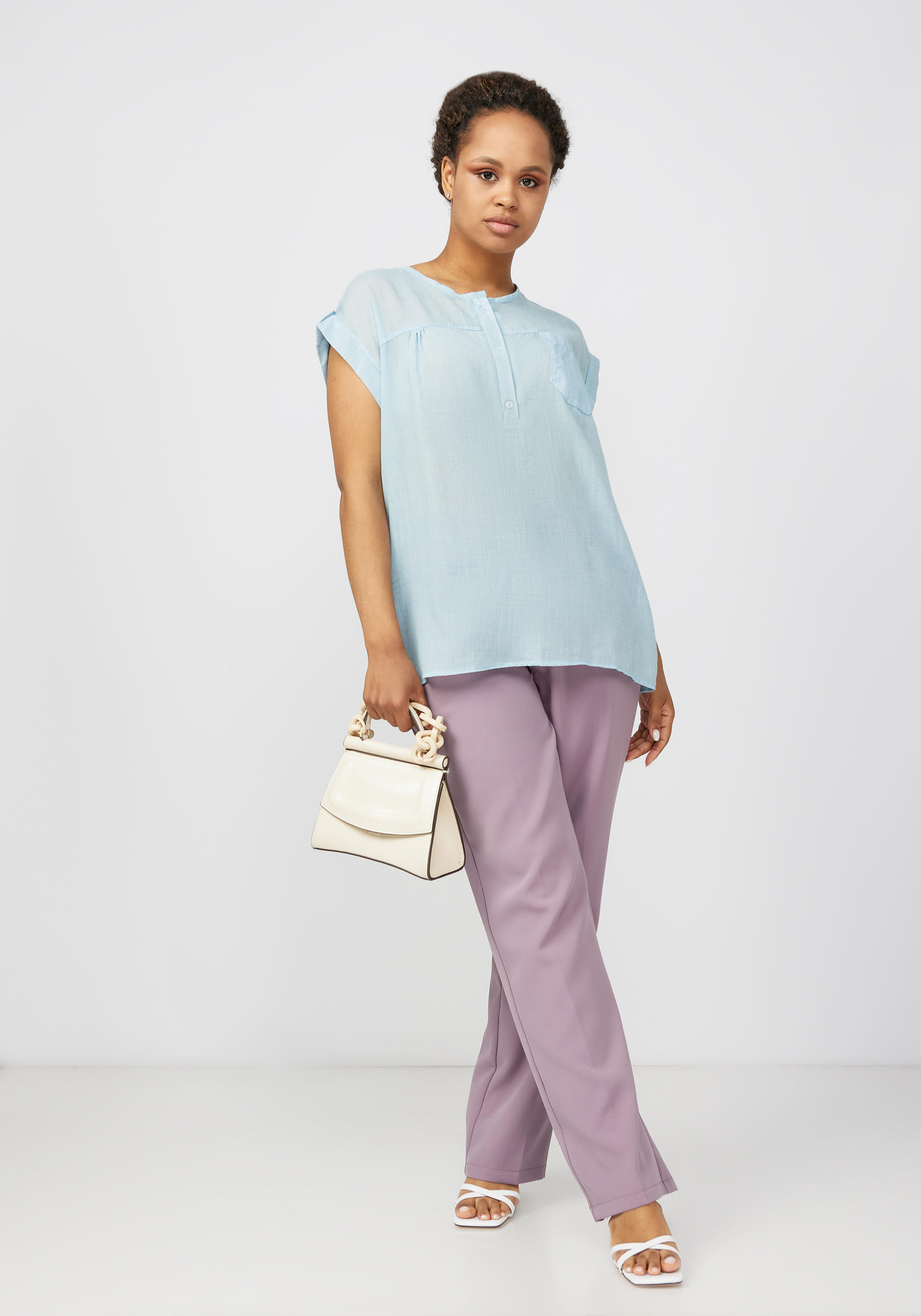 Блуза с коротким рукавом "Жасмин" Simple Story, цвет голубой, размер 50 - фото 7