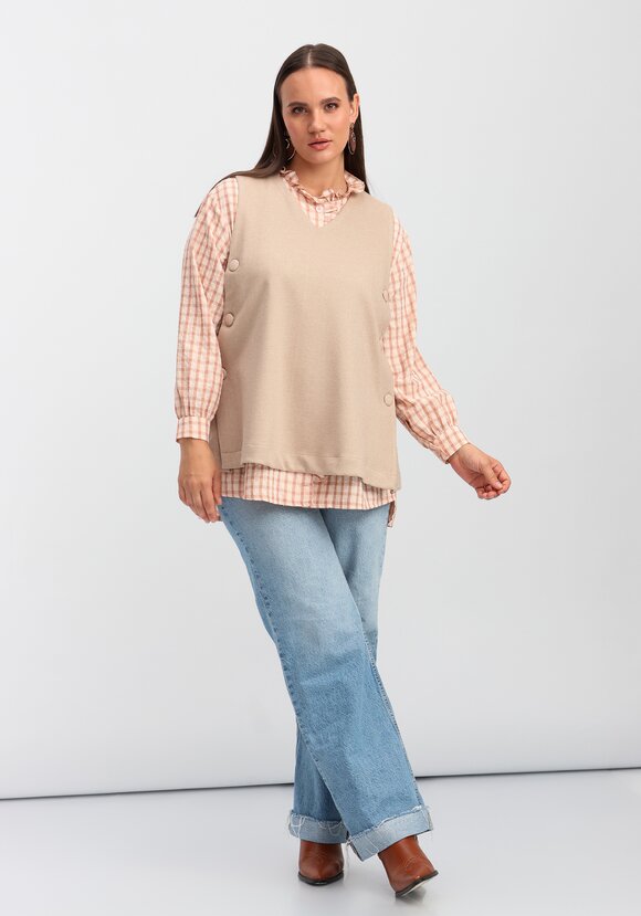 Жилет А-силуэта с дизайнерской застёжкой шир.  580, рис. 2