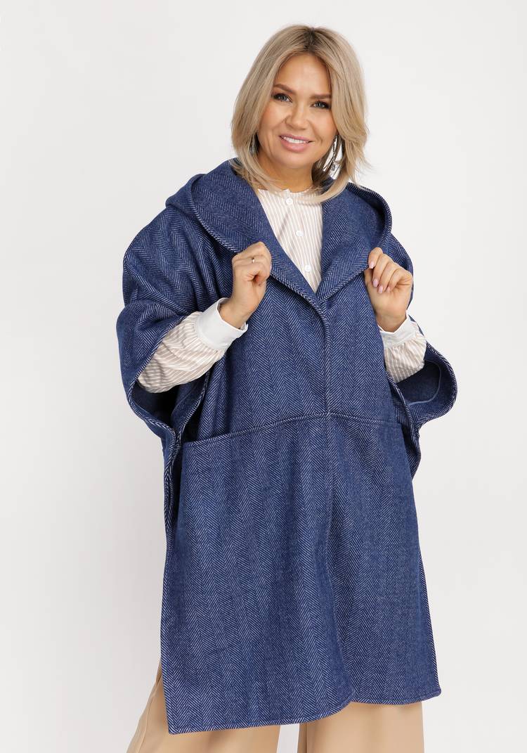 Пончо свободного кроя с капюшоном шир.  750, рис. 5