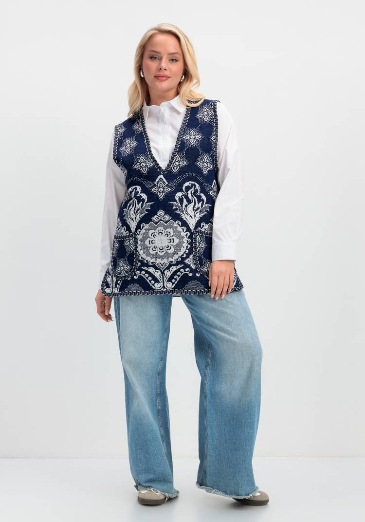 Жилет из шерсти Ласковое тепло шир.  750, рис. 37