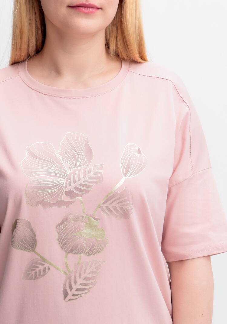 Футболка с принтом Золотой цветок шир.  750, рис. 5