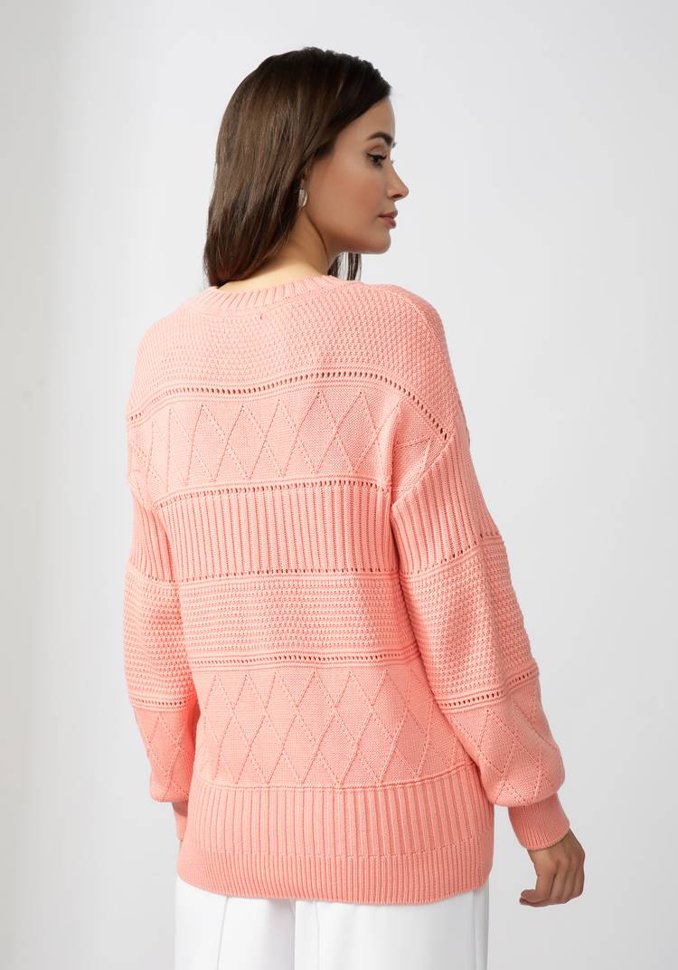 Джемпер женский со структурной вязкой шир.  750, рис. 9