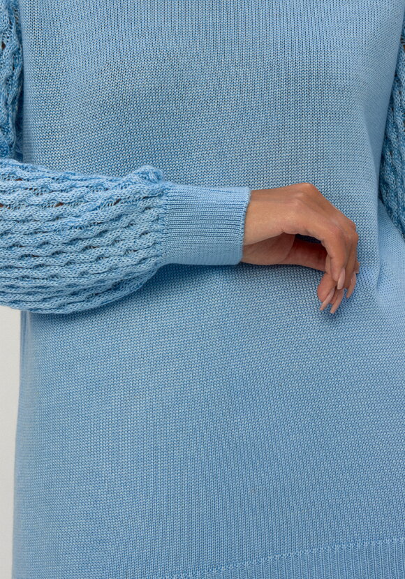 Джемпер с ажурными рукавами объемной вязки шир.  580, рис. 36