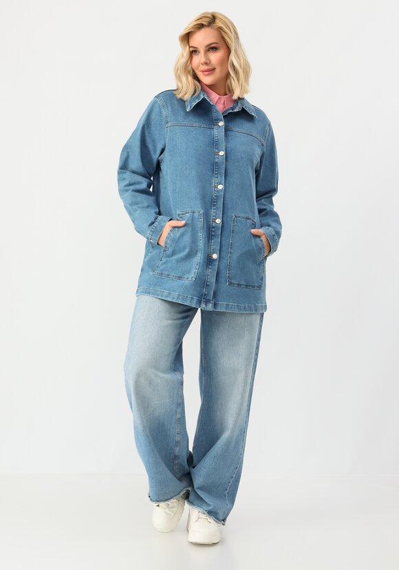 Джинсовая куртка с принтом на спине шир.  580, рис. 2