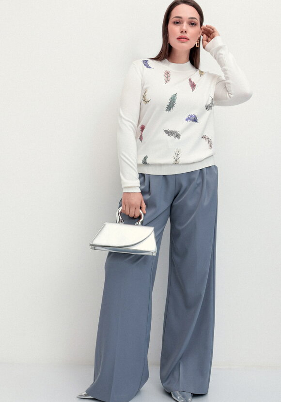 Джемпер с принтом в виде перьев шир.  580, рис. 2