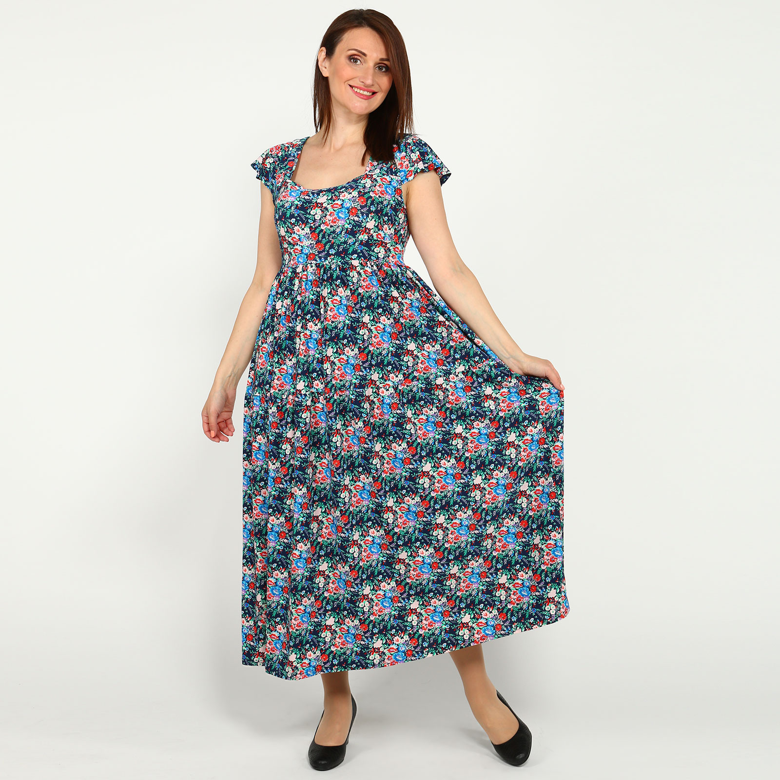 Платье с фигурным вырезом и принтом цветы силиконовый чехол на meizu u20 мейзу ю20 с принтом цветы серени