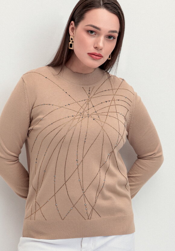 Джемпер с абстрактными полосками из страз шир.  580, рис. 1