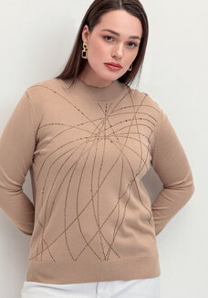 Джемпер с абстрактными полосками из страз