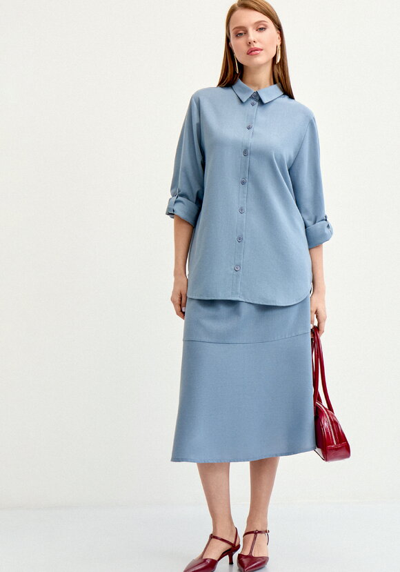 Рубашка на пуговицах изо льна шир.  580, рис. 8