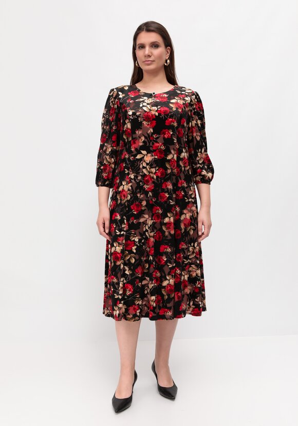 Платье из бархата с цветочным принтом шир.  580, рис. 4