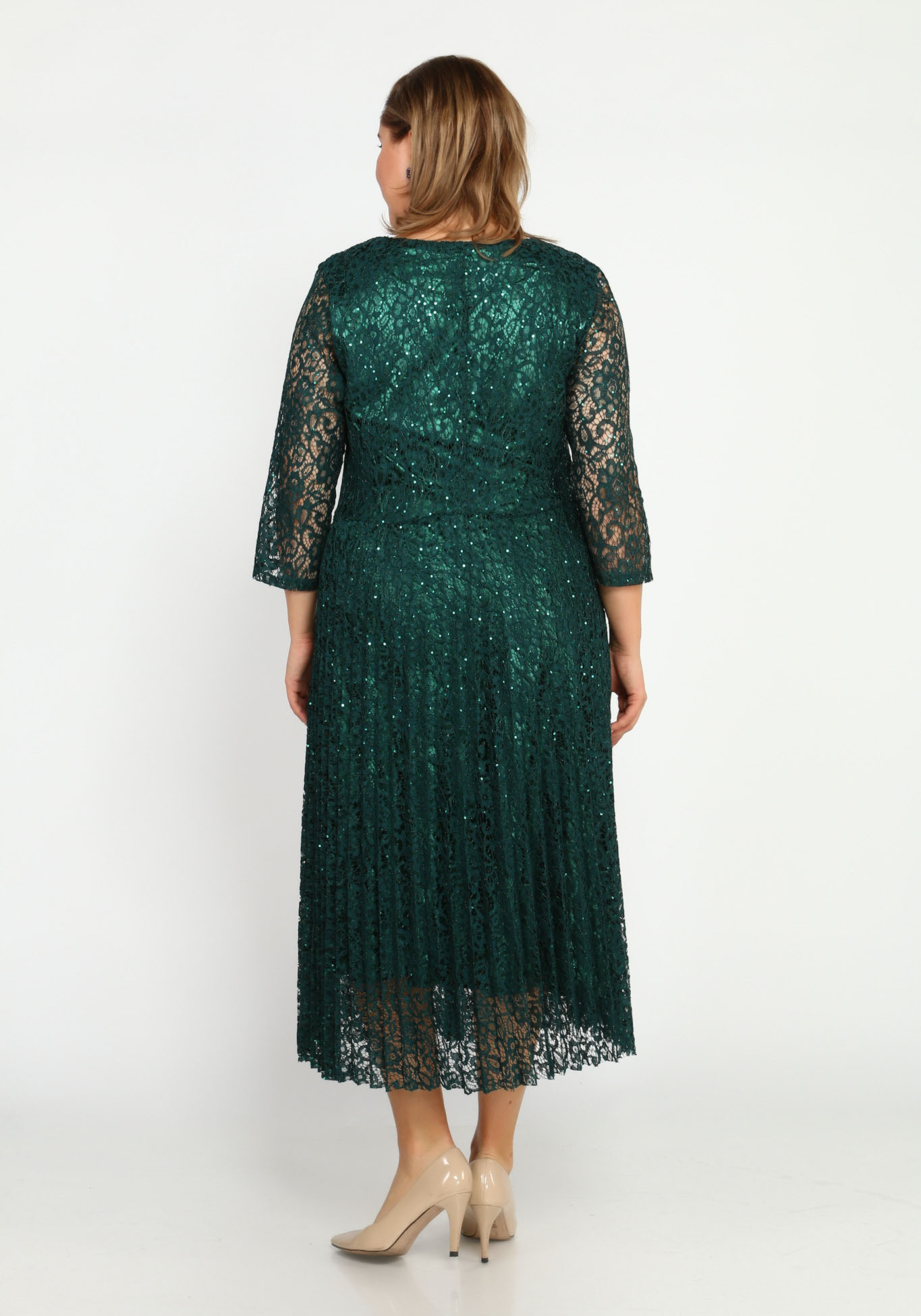 Платье-макси с кружевными вставками Bel Fiore, размер 50, цвет баклажановый - фото 8