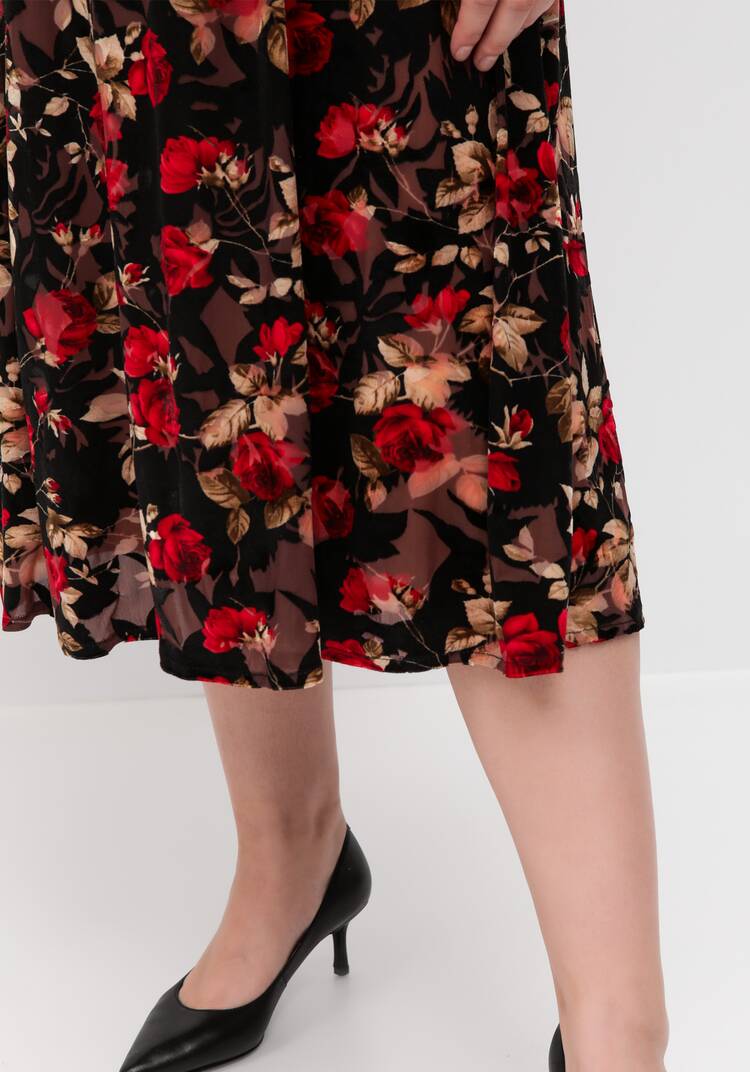 Платье из бархата с цветочным принтом шир.  750, рис. 5