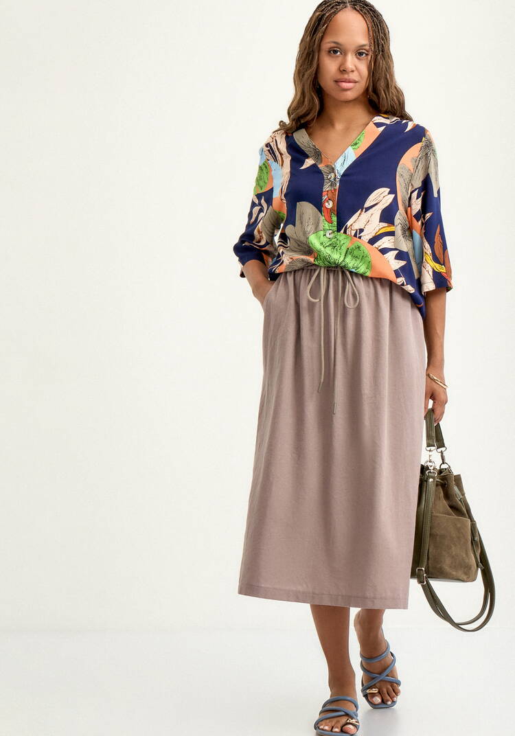 Юбка изо льна свободного кроя шир.  750, рис. 16