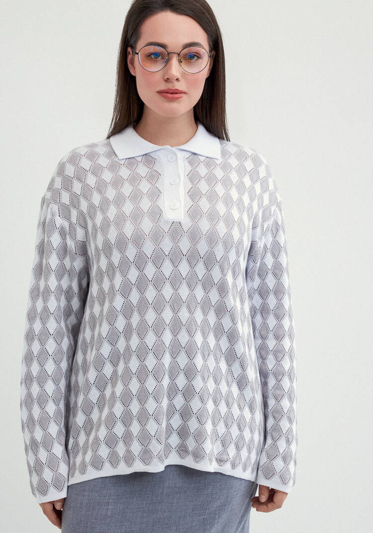 Джемпер структурной вязки с ажуром шир.  750, рис. 12