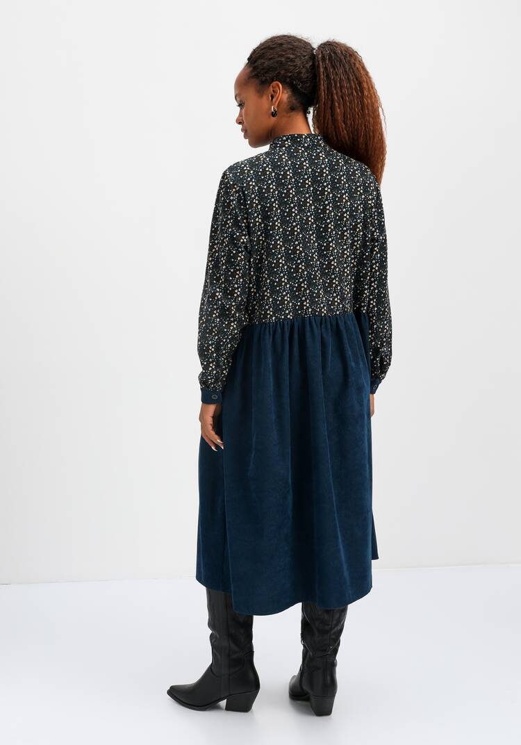 Платье комбинированное с воротником-стойкой шир.  750, рис. 3