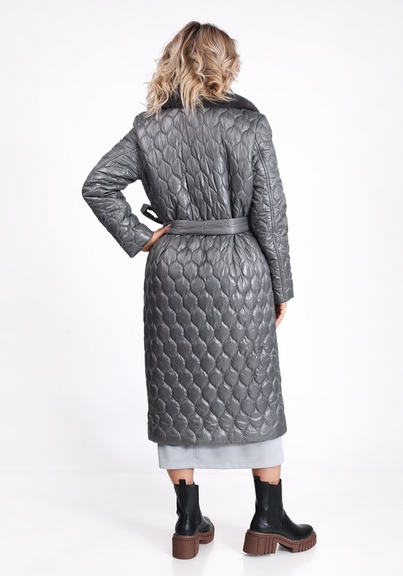 Пальто стеганое с меховым воротником шир.  580, рис. 5