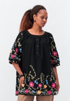 Блуза с цветочной вышивкой и рукавом реглан