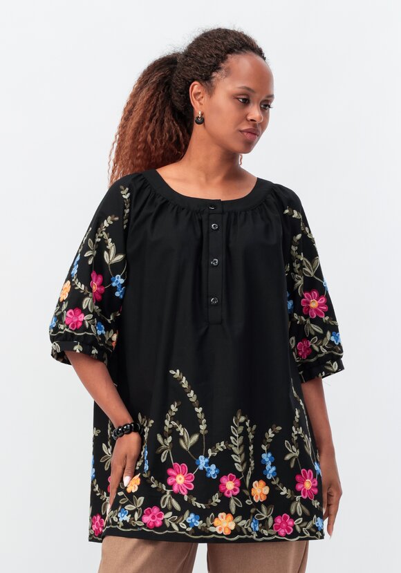 Блуза с цветочной вышивкой и рукавом реглан шир.  580, рис. 27